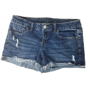 Aeropostale Blue Jean Denim Frayed Cutoff Shorts